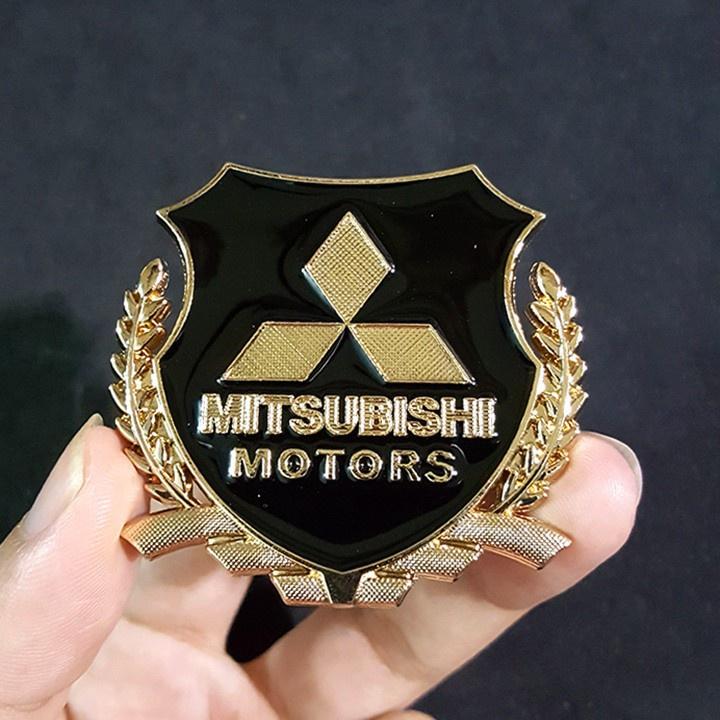 Bộ 2 Logo bông lúa nổi Mitsubishi dán trang trí Ngoại thất ô tô