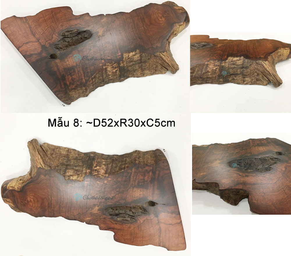Khay trà gỗ Cẩm nguyên khối vân đẹp sang trọng, hình dáng độc đáo, decor trà đạo