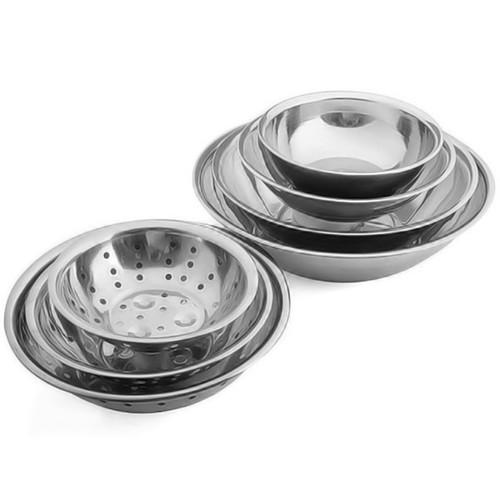 Combo 7 Thau Và Rổ Inox Cao Cấp Cho Gia Đình LOẠI DÀY