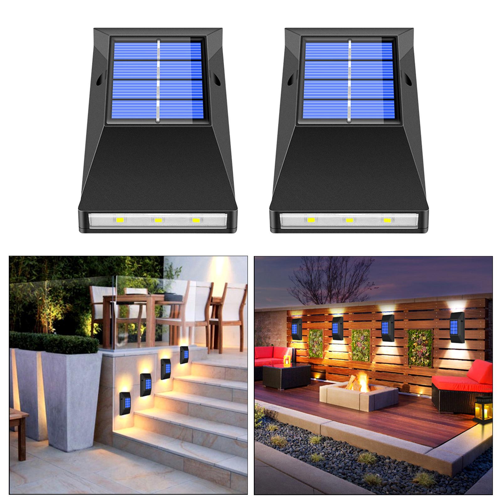 2 Pack Solar Deck Lights Outdoor Waterproof, Solar Powered Wall Lights Fence Lights Night Outside Lights Decorations for Steps Stairs Walkway Fences