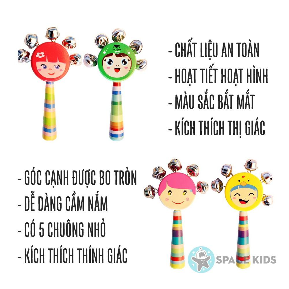 Đồ Chơi Lục Lạc Lắc Tay Búp Bê Bằng Gỗ Cho Bé