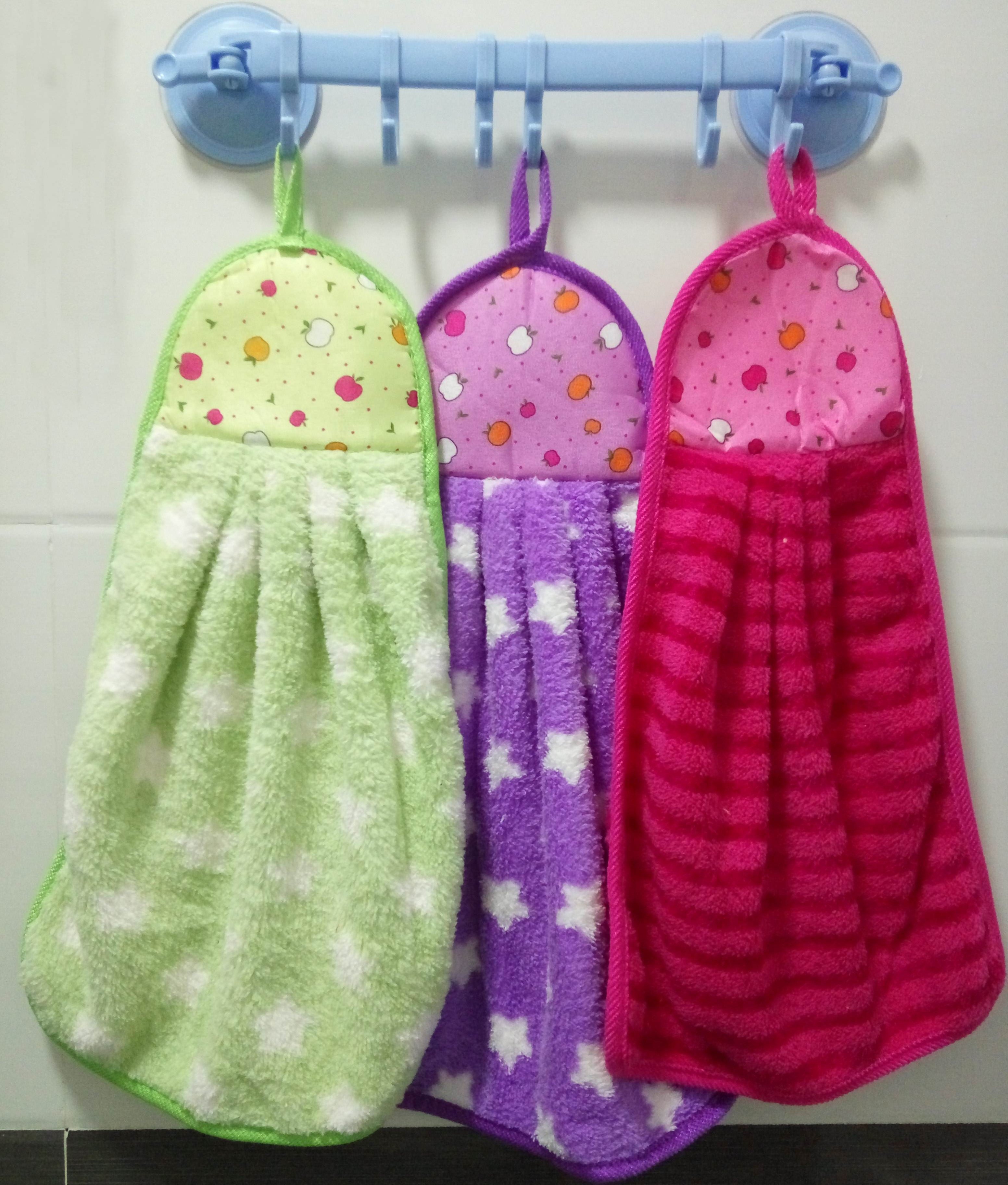 Bộ 5 khăn lau tay nhà bếp siêu thấm có móc treo in hình đẹp