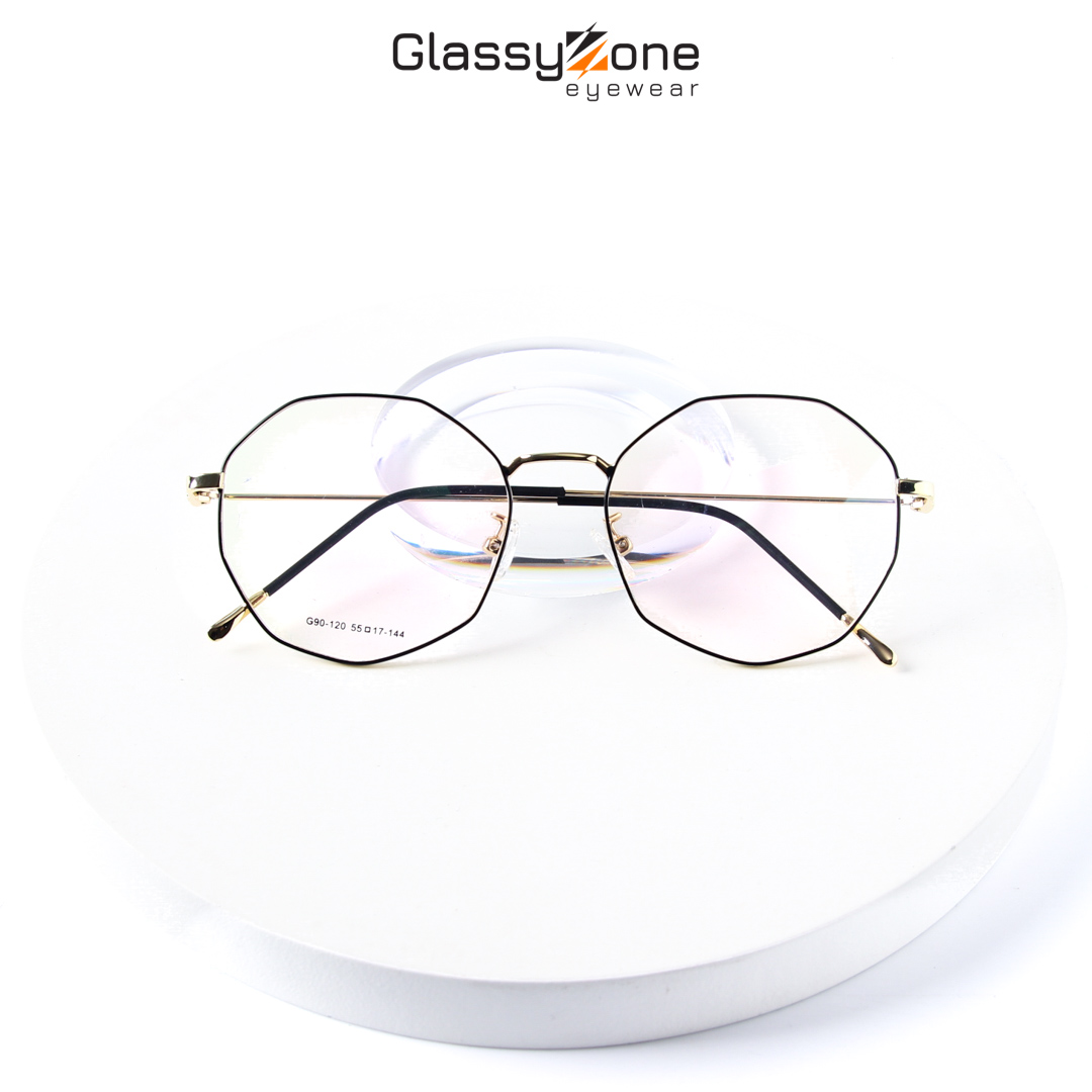 Gọng kính cận, Mắt kính giả cận kim loại Form Lục Giác Unisex Nam Nữ Taye - GlassyZone