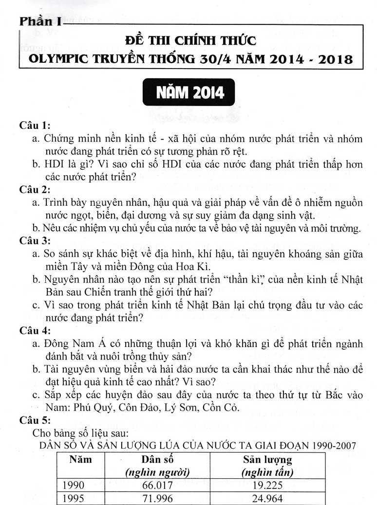 Tổng Tập Đề Thi Olympic 30 Tháng 4 Địa Lí 11