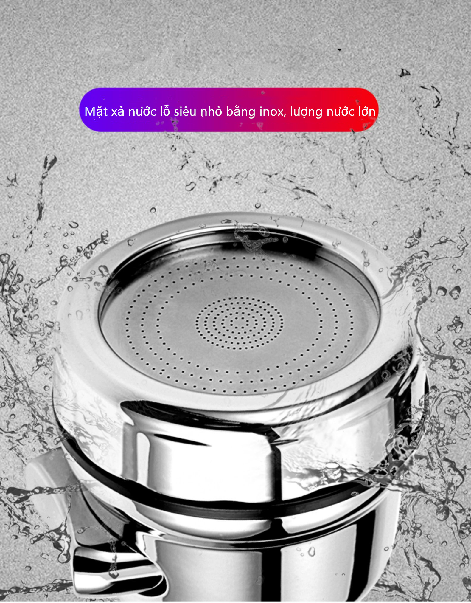 Đầu vòi tăng áp 3 mức độ cho bồn rửa chén ,Chứa các khớp phổ quát, băng nguyên liệu, bộ điều hợp, miếng đệm cao su
