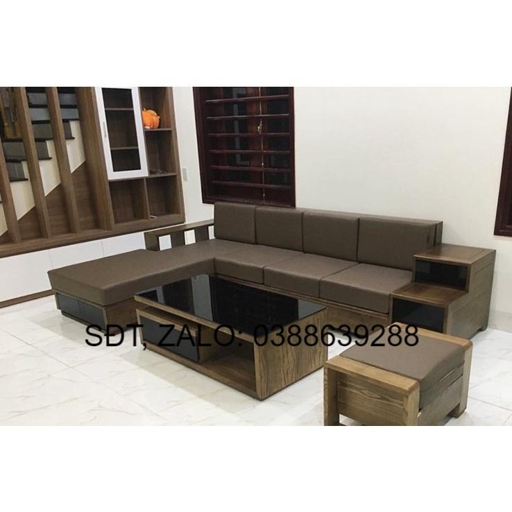 Bàn ghế Sofa góc L 3 ngăn kéo gỗ sồi Nga cho chung cư giá thật