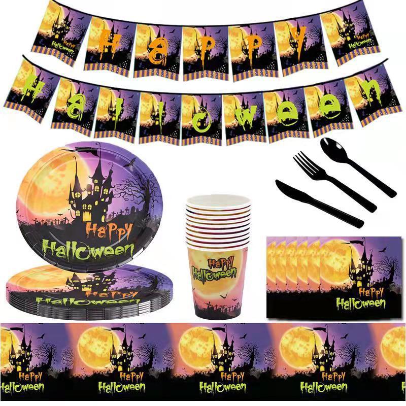 Bộ Cốc Đĩa Giấy Chủ Đề Halloween 2022 Trang Trí Tiệc Sinh Nhật