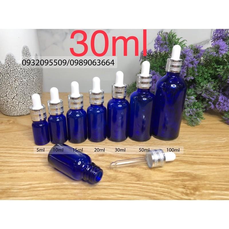 10 lọ chai 30ml xanh dương đựng serum mỹ phẩm tinh dầu