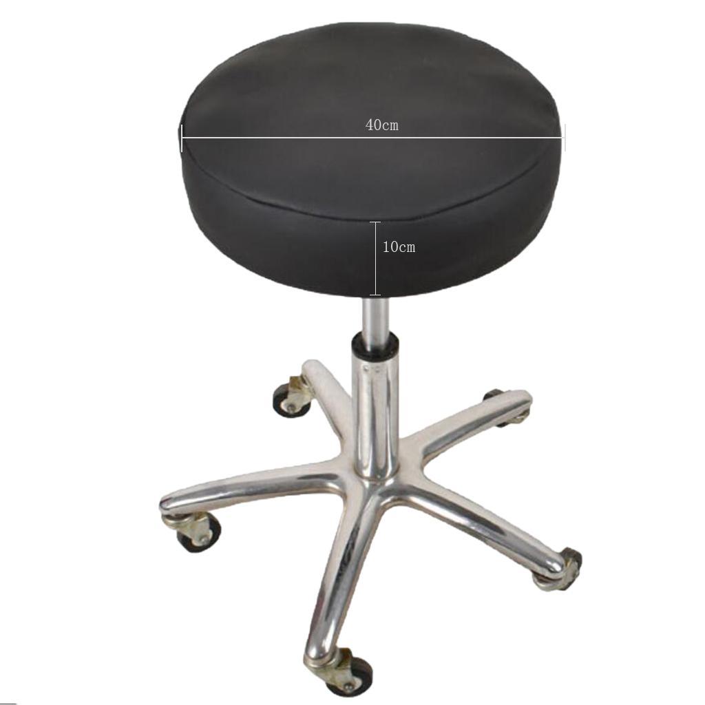 2X Stretchy Round Bar Stool Cover Chair Seat Cushion 40cm Black