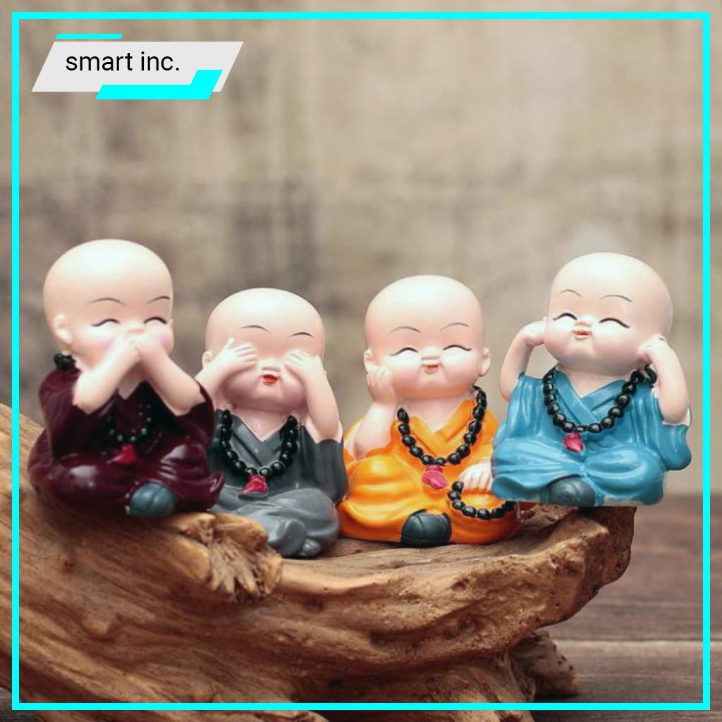 Bộ 4 Tượng Tứ Không Mini Bằng Sứ Trang Trí Đẹp Tượng Chú Tiểu Hòa Thượng Để Bàn Làm Việc Bàn Học Phòng Khách Xe Ô Tô