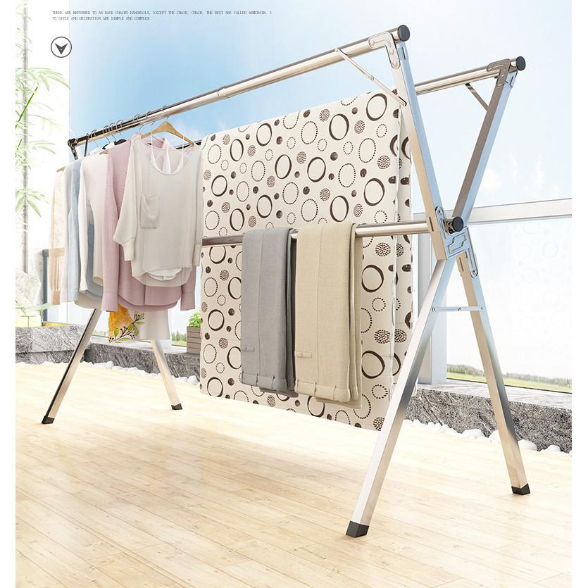 Cây Treo Quần Áo Chữ X xếp gọn đa năng chất liệu Inox chịu lực
