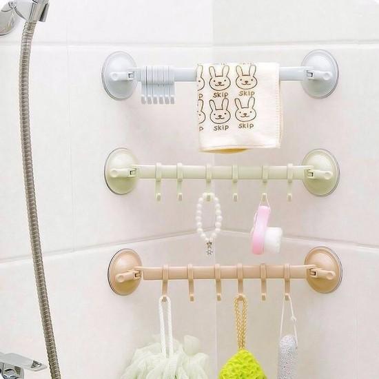 Thanh ngang 6 móc treo đồ nhà tắm hút chân không