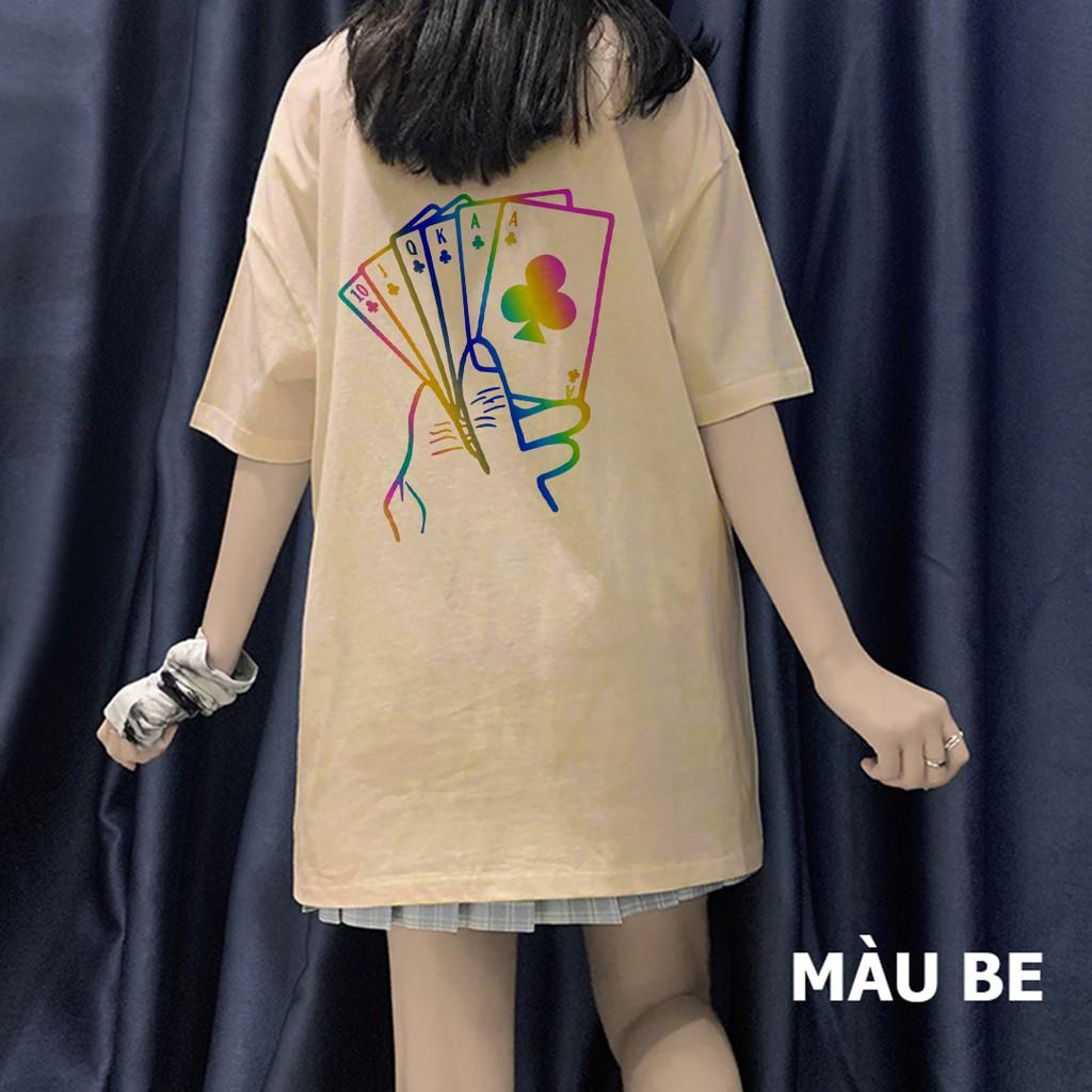 Áo Thun Phản Quang Lá Bài PQ52 - Áo Unisex Tay Lỡ Nam Nữ Mặc Được - Phản Quang Sáng Đẹp Bền - Big Size