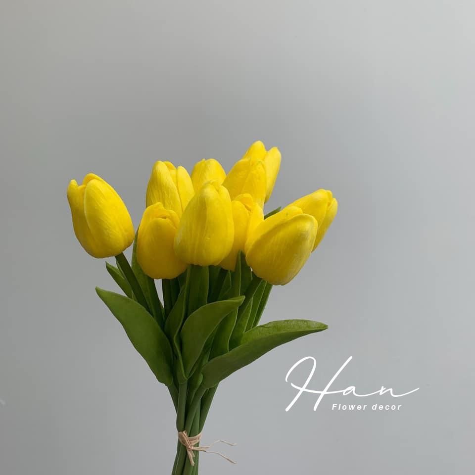 Hoa lụa, bó 5 bông - Hoa TULIP cao su nhập khẩu