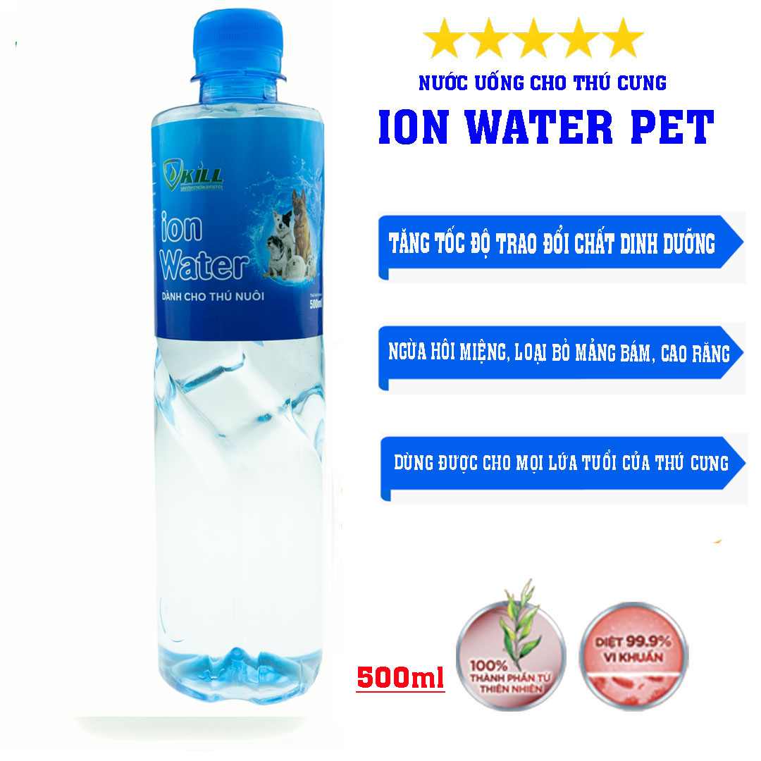 Nước uống cho chó mèo thú cưng vật nuôi Vkill Ion Water Pet 500ml giúp tăng cường trao đổi chất ngừa hôi miệng tăng đề kháng