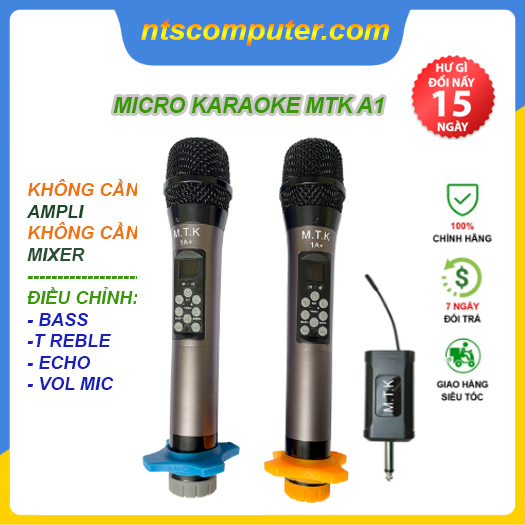 Bộ 2 Micro không dây đa năng Max MTK 1A - Tích hợp chỉnh bass, treble, echo ngay trên thân mic - Màn hình LCD hiển thị tần số - Phù hợp mọi thiết bị  - Micro karaoke, livestream, thu âm cao cấp - Hàng chính hãng