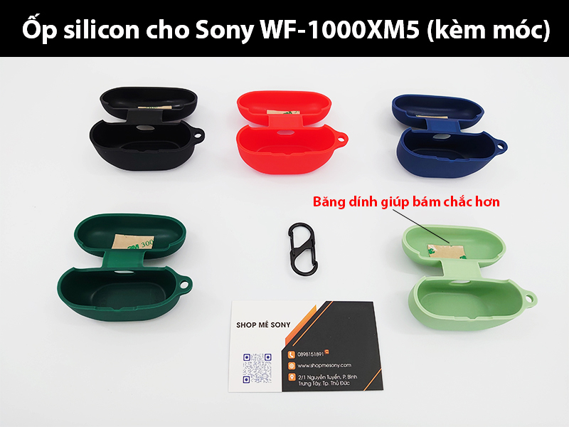 Case Sony WF-1000XM5 kèm móc kim loại chữ S