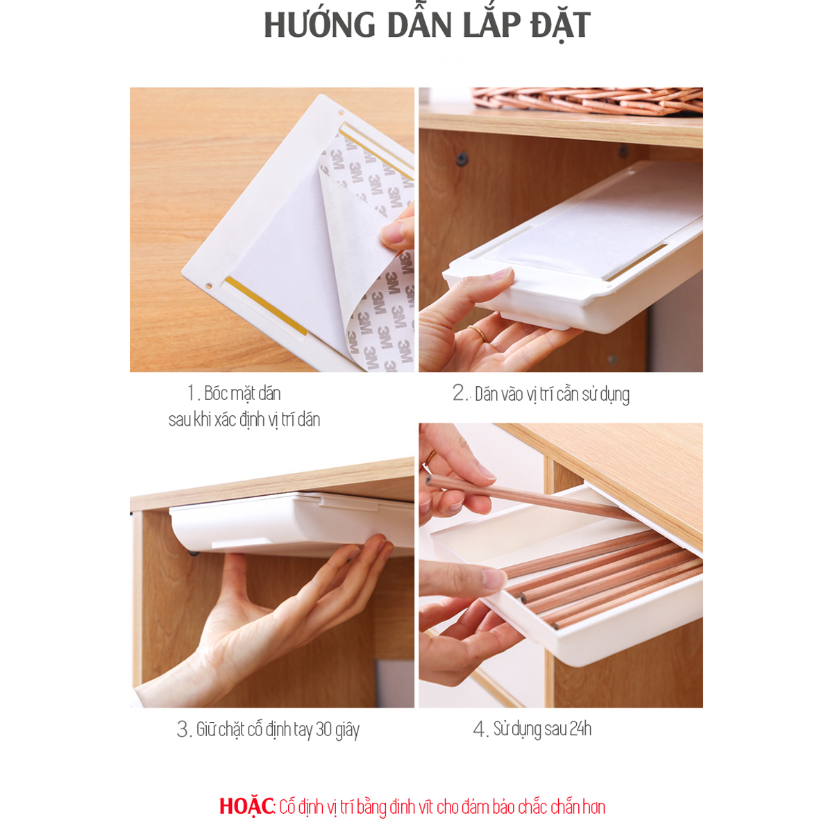 Bộ 2 Ngăn Kéo Nhựa Nhỏ Mini, Khay Đựng Bút Gắn Treo Dưới Bàn Làm Việc Giúp Cất Giữ Gọn Gàng Bàn Làm Việc Mai Lee