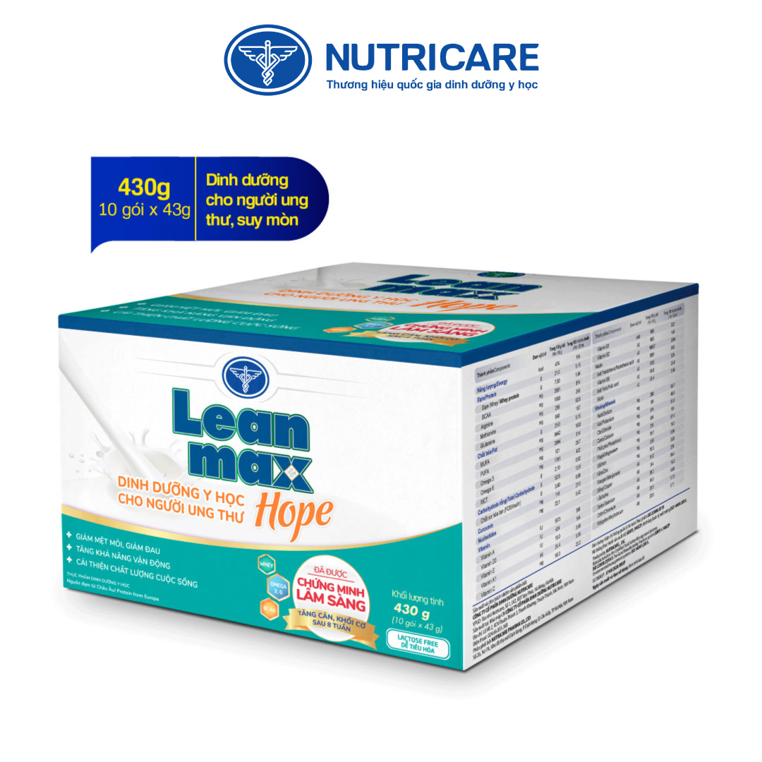 01 hộp sữa Leanmax Hope 430g - Dinh dưỡng y học cho người bệnh ung thư, suy kiệt