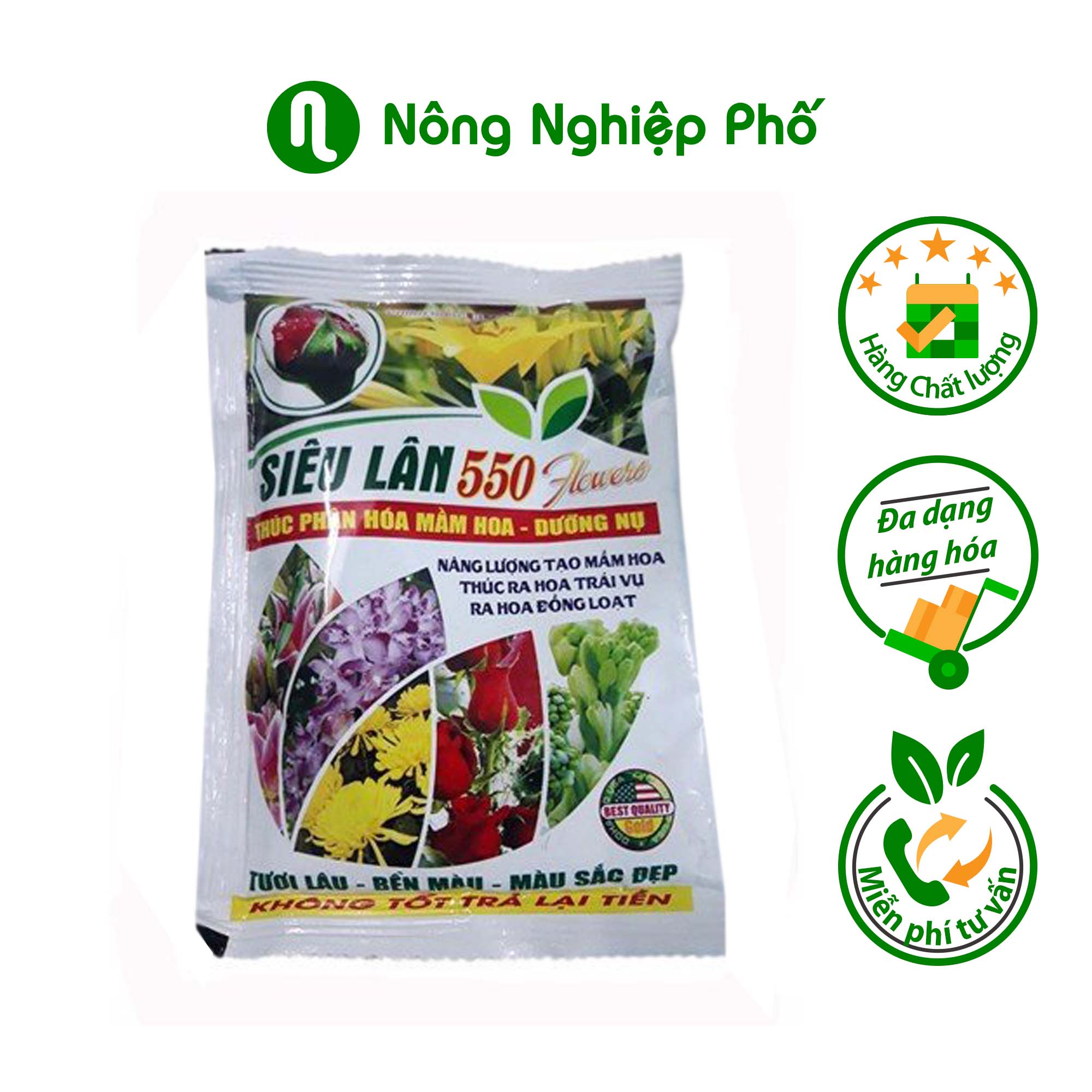 GÓI 100 GRAM - SIÊU LÂN 550 FLOWERS 10-55-10 - THÚC RA HOA TRÁI VỤ, HẠ PHÈN, GIẢI ĐỘC, RA RỄ