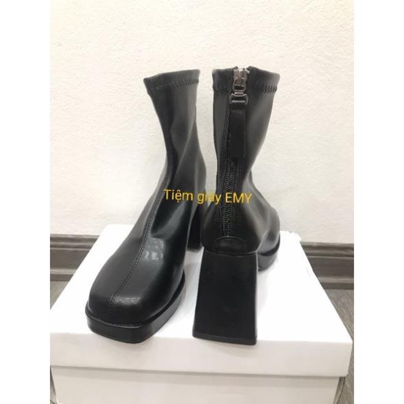 Hàng cao cấp Bốt Da Nữ Cao Cấp Boots Cổ Ngắn Độn Đế Thời Trang Phong Cách Mới (ảnh thật EMY)