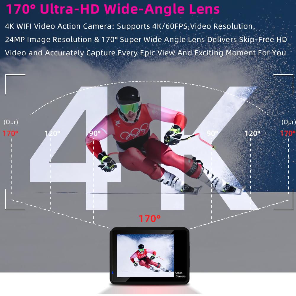 WAYWALKERS Camera Hành Động 4K 60FPS Có Màn Hình Điều Khiển Từ Xa Thể Thao Chống Nước Web Camera Ổ Ghi Mũ Bảo Hiểm Thể Thao cam