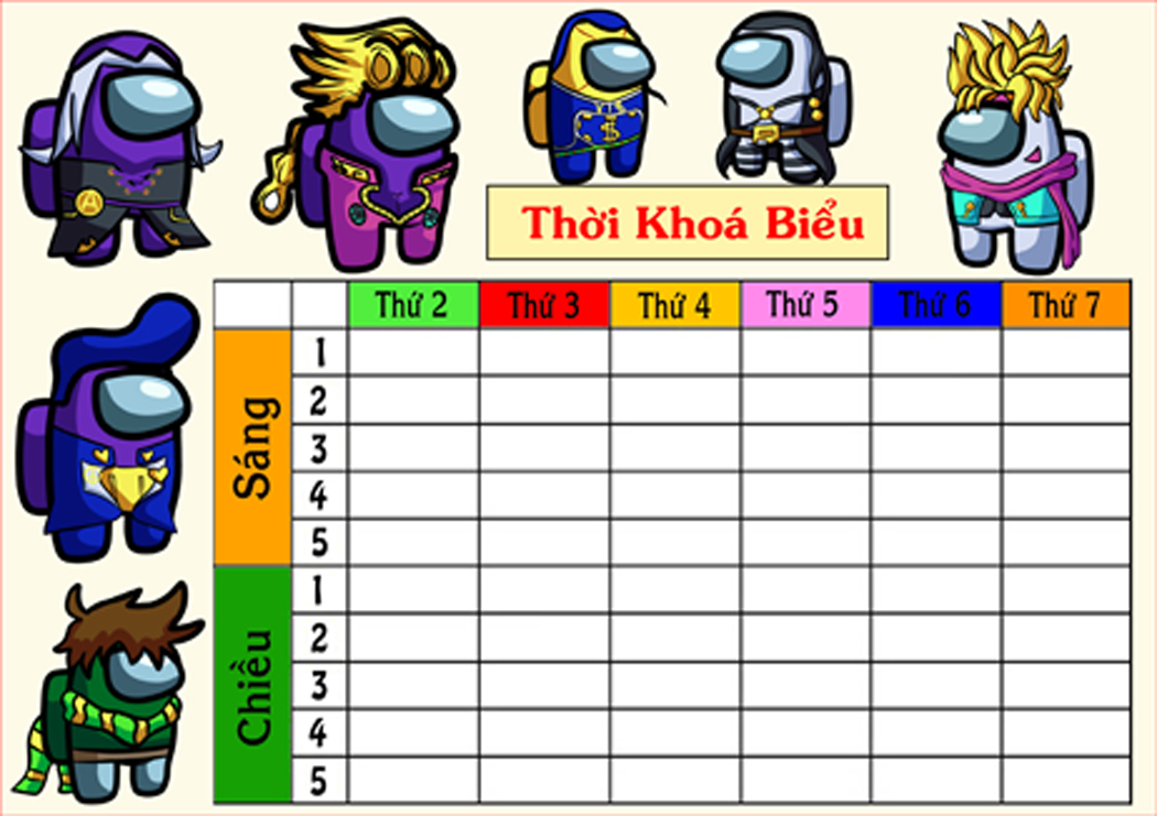 Set 3 thời khóa biểu Among Us