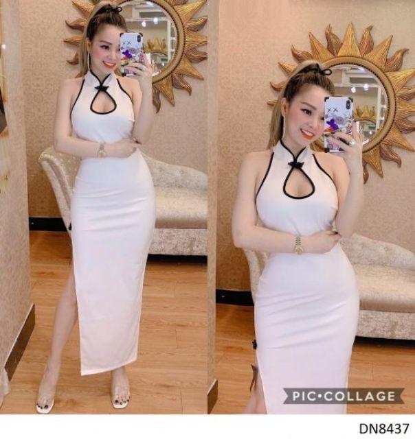 Đầm sườn xám khoét giọt nước sexy