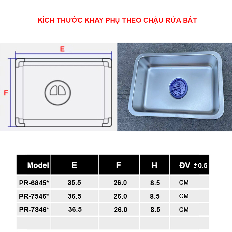 Bồn Rửa Chén INOX 1 Hộc Lớn Pimisi Làm Từ Thép Không Gỉ SUS 304 Cao Cấp Kiểu Ngăn To 1 Hố, Kèm 1 Khay Chậu Rửa Bát Nhỏ Đơn Phụ Gác Bồn -  Tháo Rời Với Đầy Đủ Phụ Kiện Xi Phông, Gắn Được Cả Âm - Dương Bàn Đá Bếp Nhiều Kích Thước | Hàng Chính Hãng