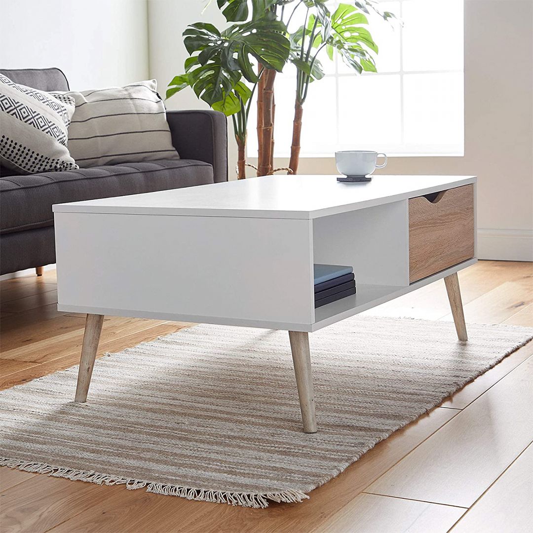 Bàn trà gỗ hiện đại SMLIFE Camelot | Gỗ MDF dày 17mm chống ẩm | D80xR40xC45cm