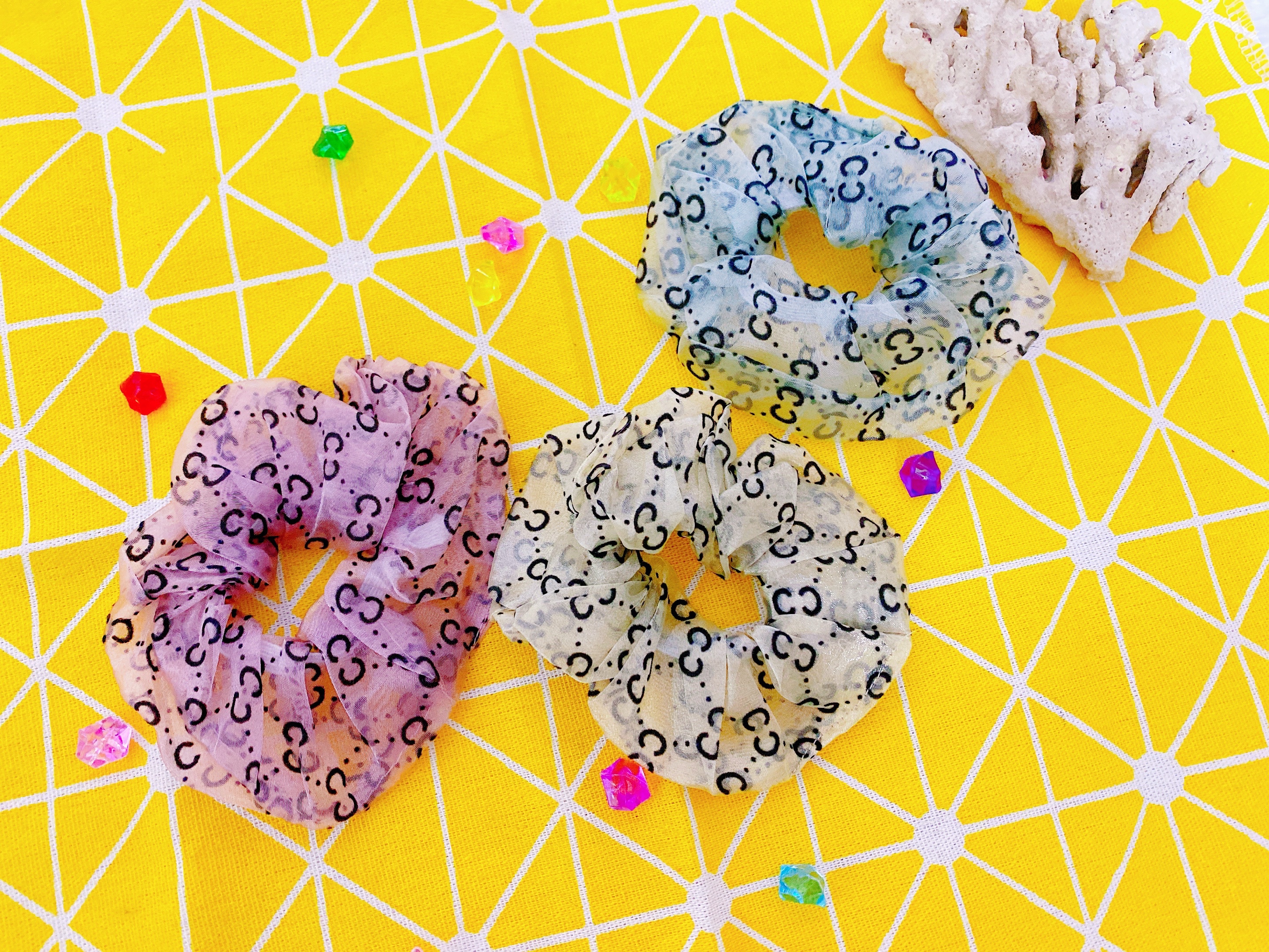 ️Cột Tóc GC Xanh, Hồng, Vàng Vải Voan Mịn Xịn, Scrunchies Nữ Và Bé Gái Hàn Quốc