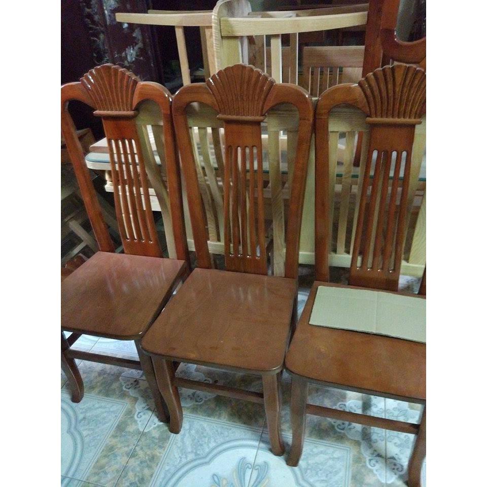 Bộ bàn ghế ăn tròn gỗ Xoan, loại bàn xoay kính