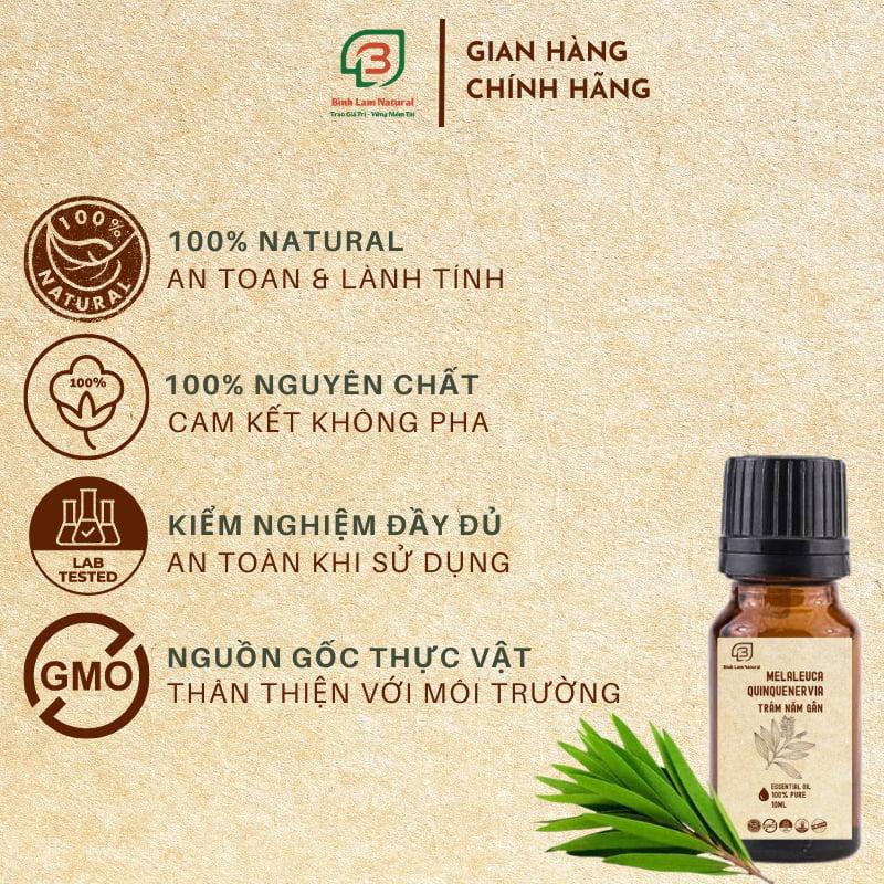 Tinh dầu tràm năm gân nguyên chất giữ ấm cho bé, kháng khuẩn, đuổi muỗi Bình Lam Natural 10ml