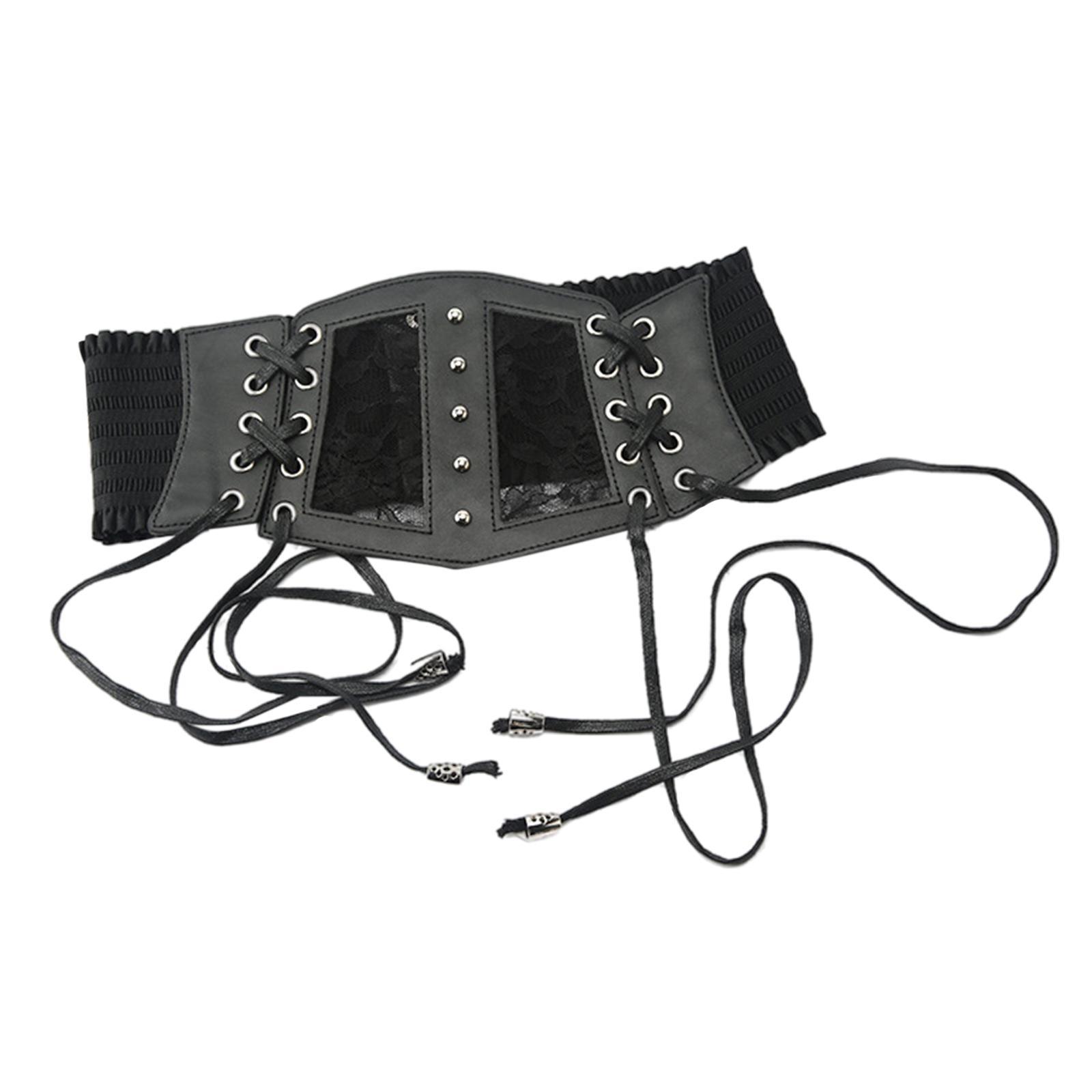 Women Belt, Lace-up Belt, Party Elastic Wide Belt, Black Corset Elastic Waist Belt for Party Wedding