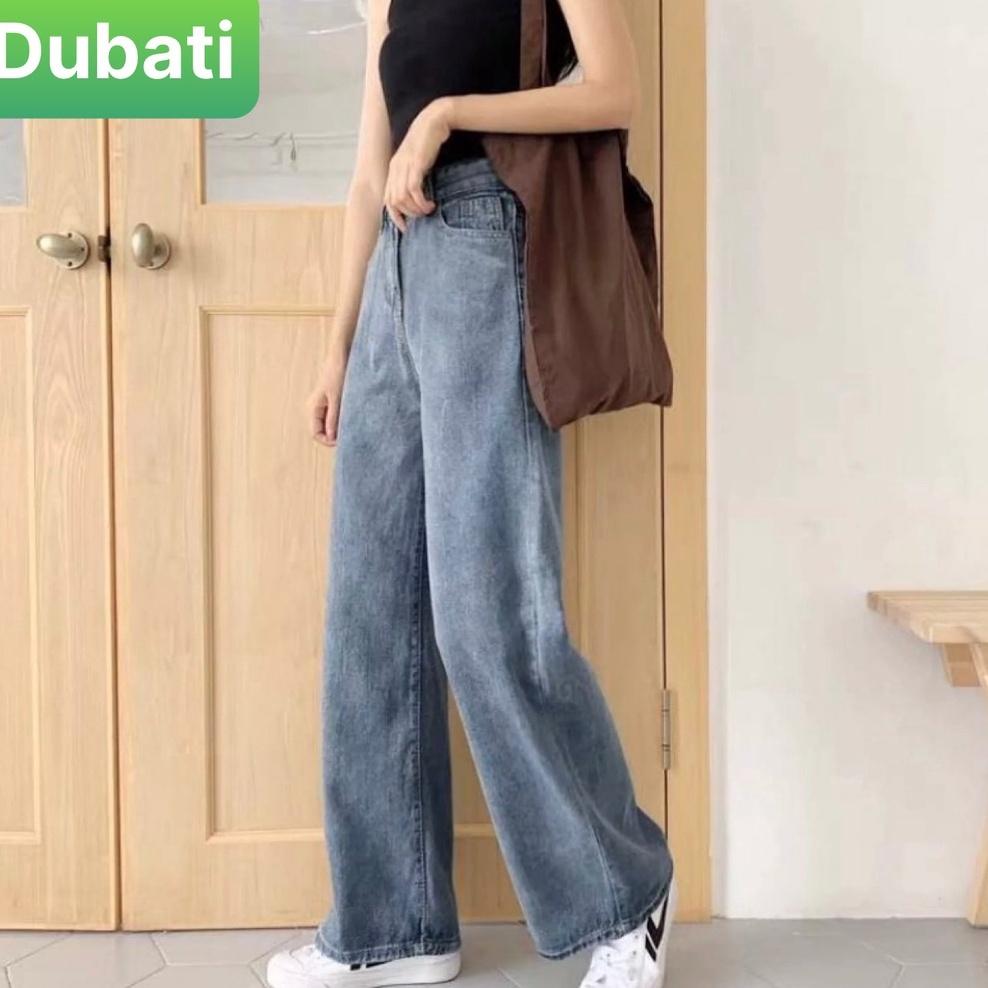 QUẦN BAGGY JEAN NỮ CHẤT BÒ ĐEN XÁM XANH ỐNG SUÔNG RỘNG DÀI LƯNG CAO NÂNG MÔNG PHONG CÁCH CAO CẤP MỚI - DUBATI FASHION