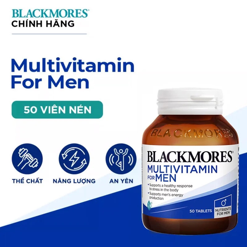 Vitamin Tổng Hợp Cho Nam Giới Hỗ Trợ Tăng Cường Sinh Lý Blackmores Multivitamin For Men Lọ 50 Viên