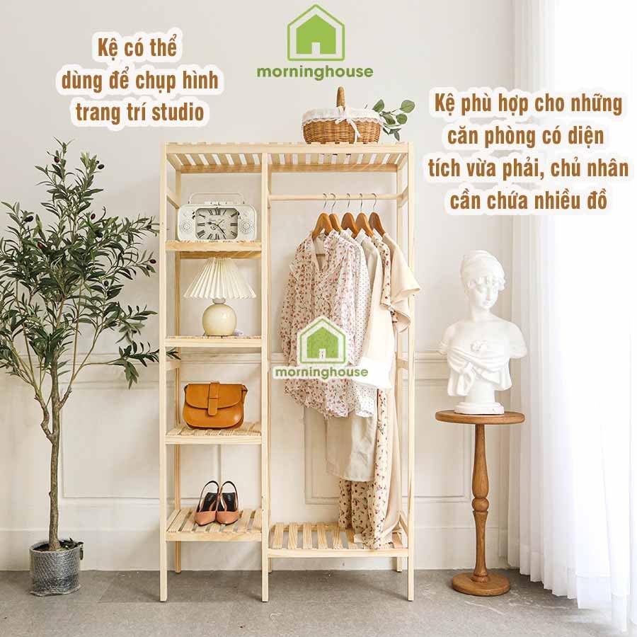 TỦ TREO QUẦN ÁO GỖ THÔNG DOUBLE HANGER Dài 85 x Cao 150 x Rộng 35cm