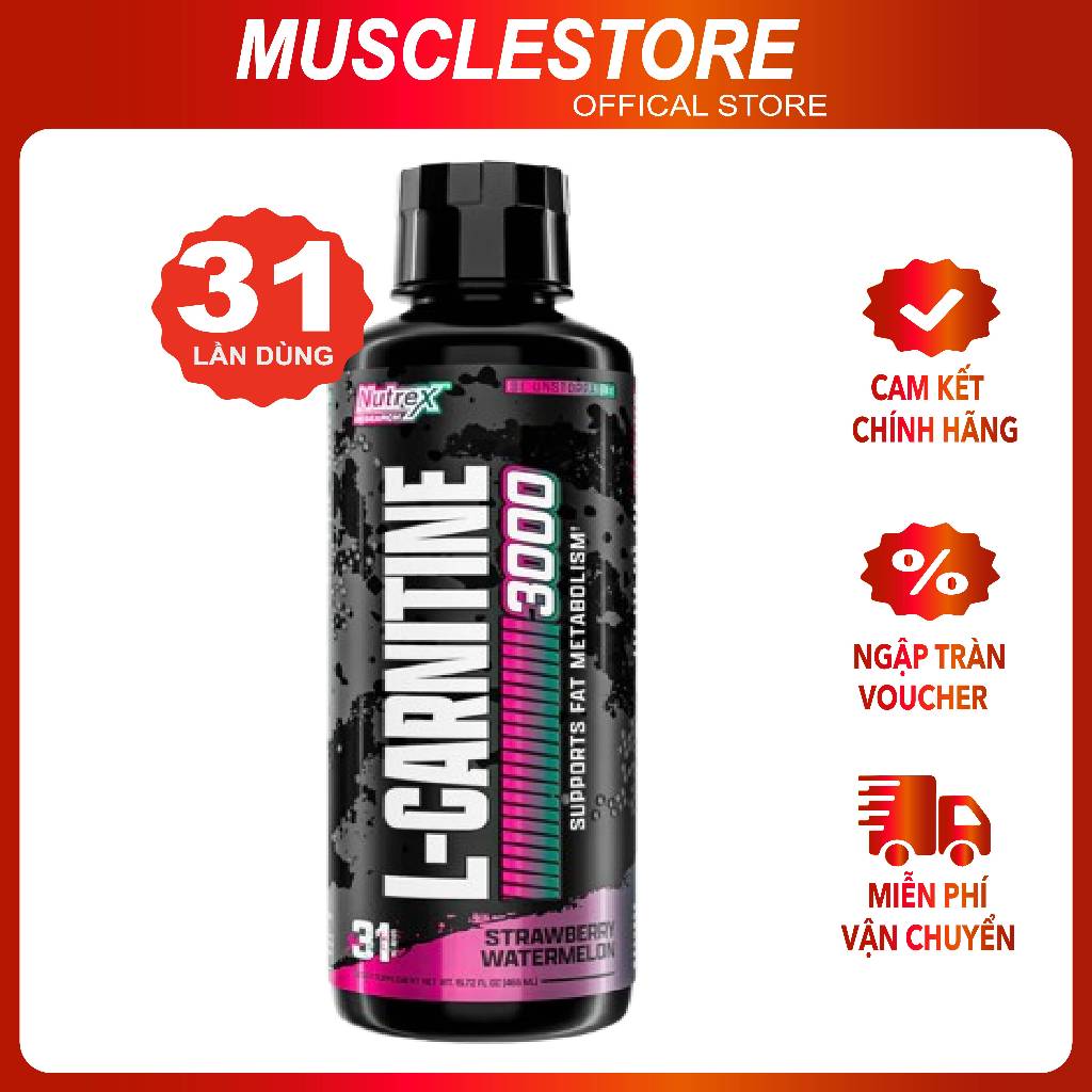 Nutrex L-Carnitine 3000 Dạng Lỏng 465ml (31 Lần Dùng) Đốt Mỡ Thừa Tăng Năng Lượng, Săn Chắc Vóc Dáng | Nhập Khẩu Mỹ