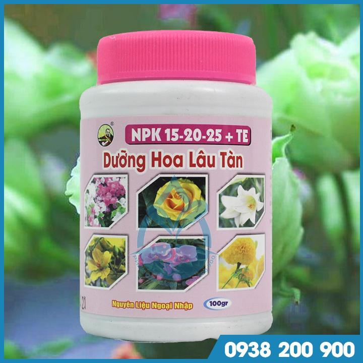 Phân bón vi lượng NPK 15-20-25 + TE chai 100g - Dưỡng hoa lâu tàn - Chuyên dùng cho hoa hồng, hoa lan, hoa kiểng, bonsai