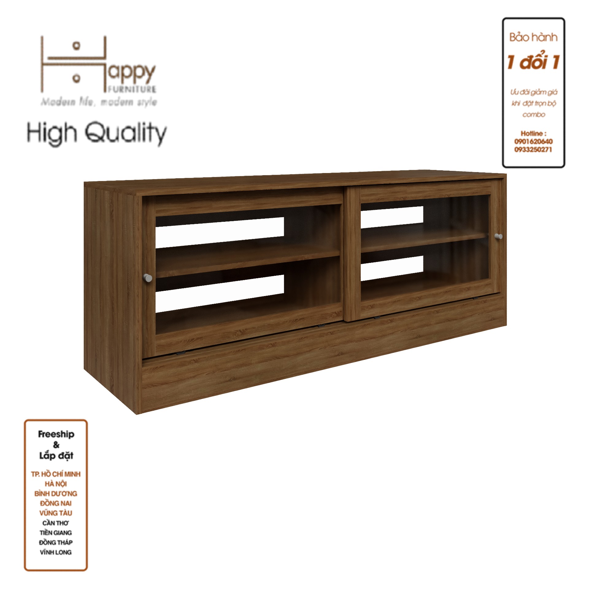 SCANDINA, Tủ đựng đồ cửa kính - 2 cánh lùa, 160cm x 45cm x 62cm , TCL_028