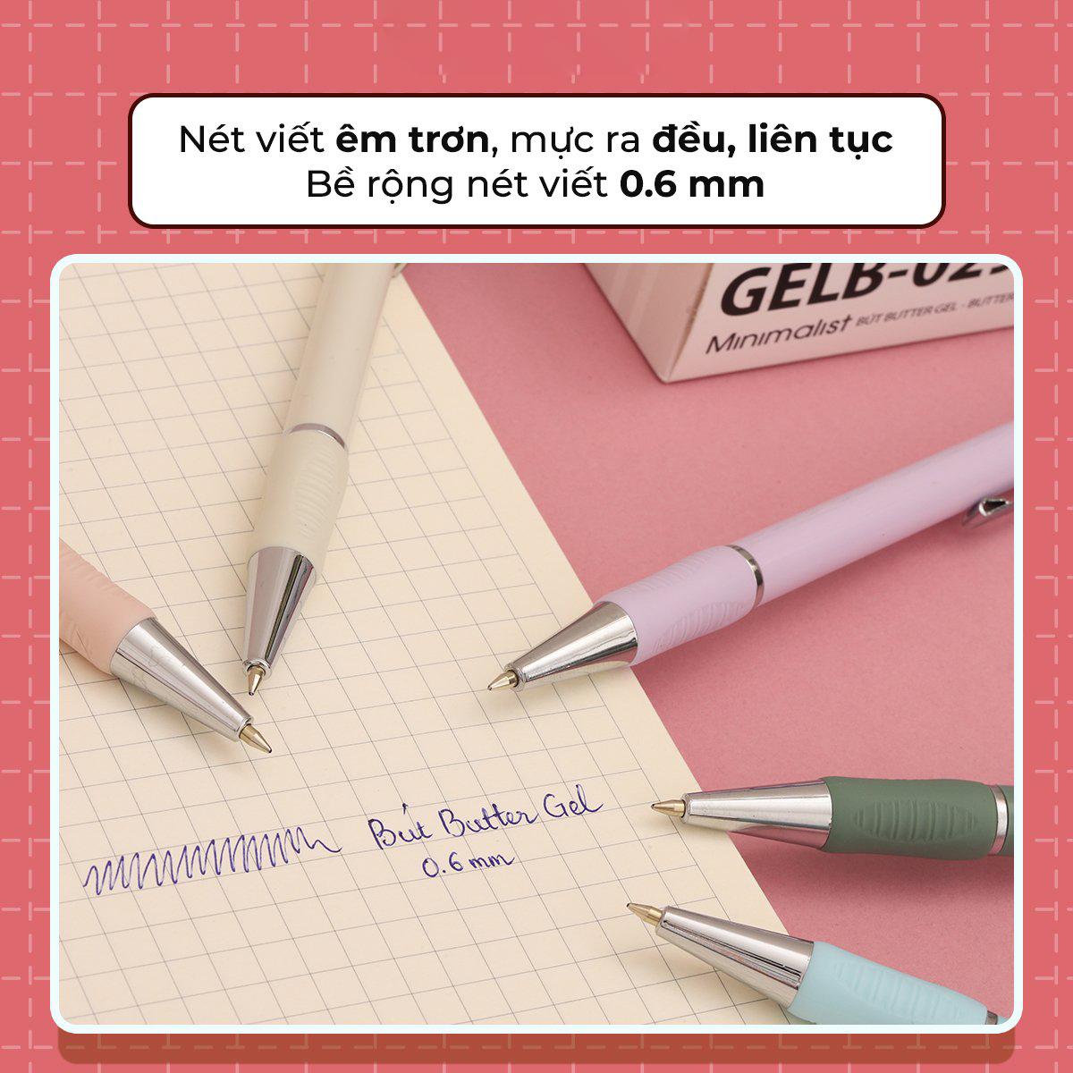 Bút Gel B - Minimalist Butter 0.6 mm - Premium Tip - Thiên Long GELB-029 - Mực Xanh (Màu Thân Bút Giao Ngẫu Nhiên)