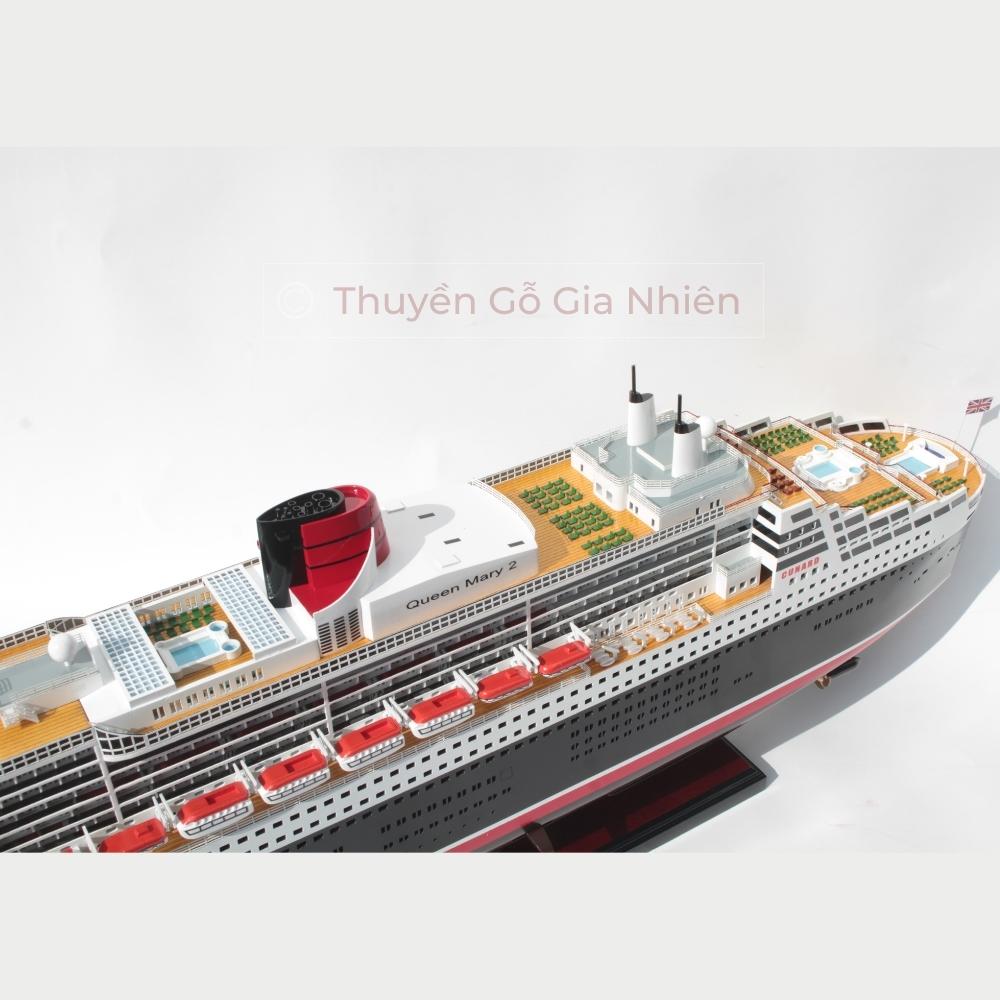 Mô Hình Thuyền Gỗ Trang Trí Phong Thủy Dạng Thuyền Du Lịch QUEEN MARY PAINTED Chính Hãng, Hàng Xuất Khẩu Chất Lượng Cao