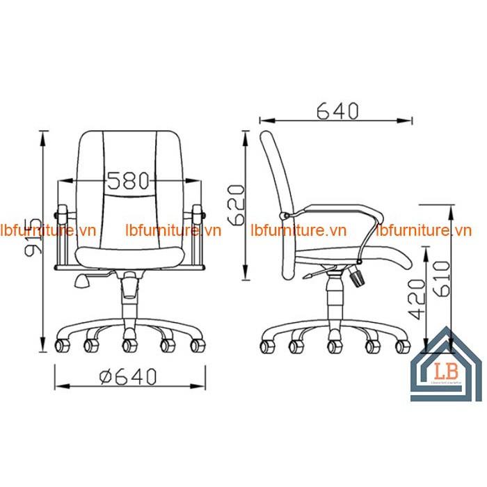 Ghế xoay nhân viên da dòng nhập khẩu cao cấp LBD29