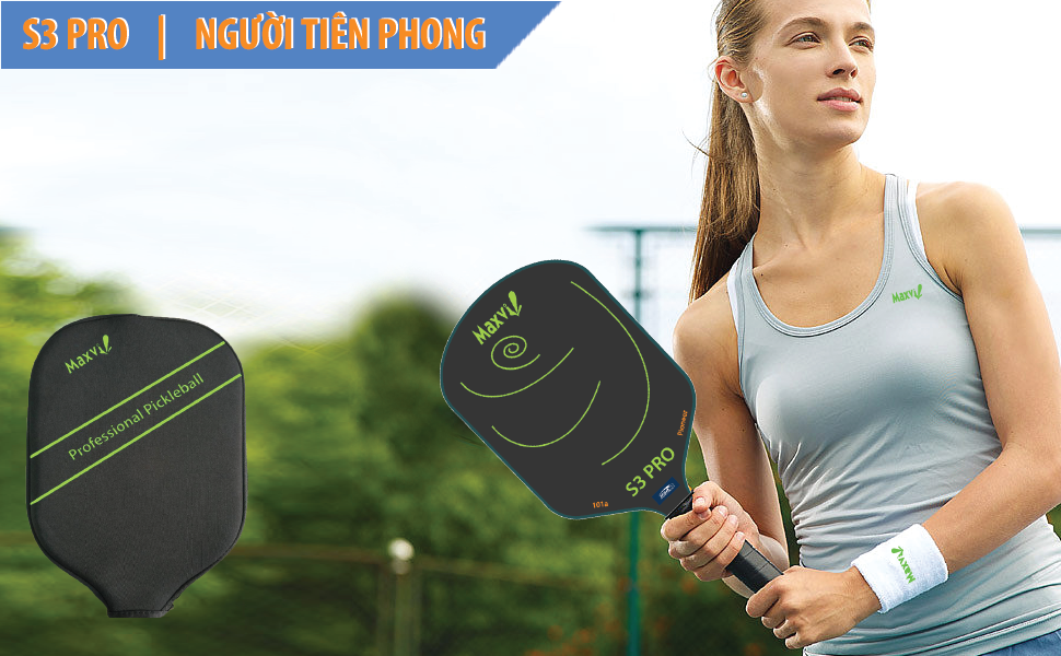 VỢT PICKLEBALL MAXVI S3 PRO MẶT SỢI CARBON T300 DÀNH CHO NGƯỜI BẮT ĐẦU CHƠI - ĐÁNH CỰC ĐÃ