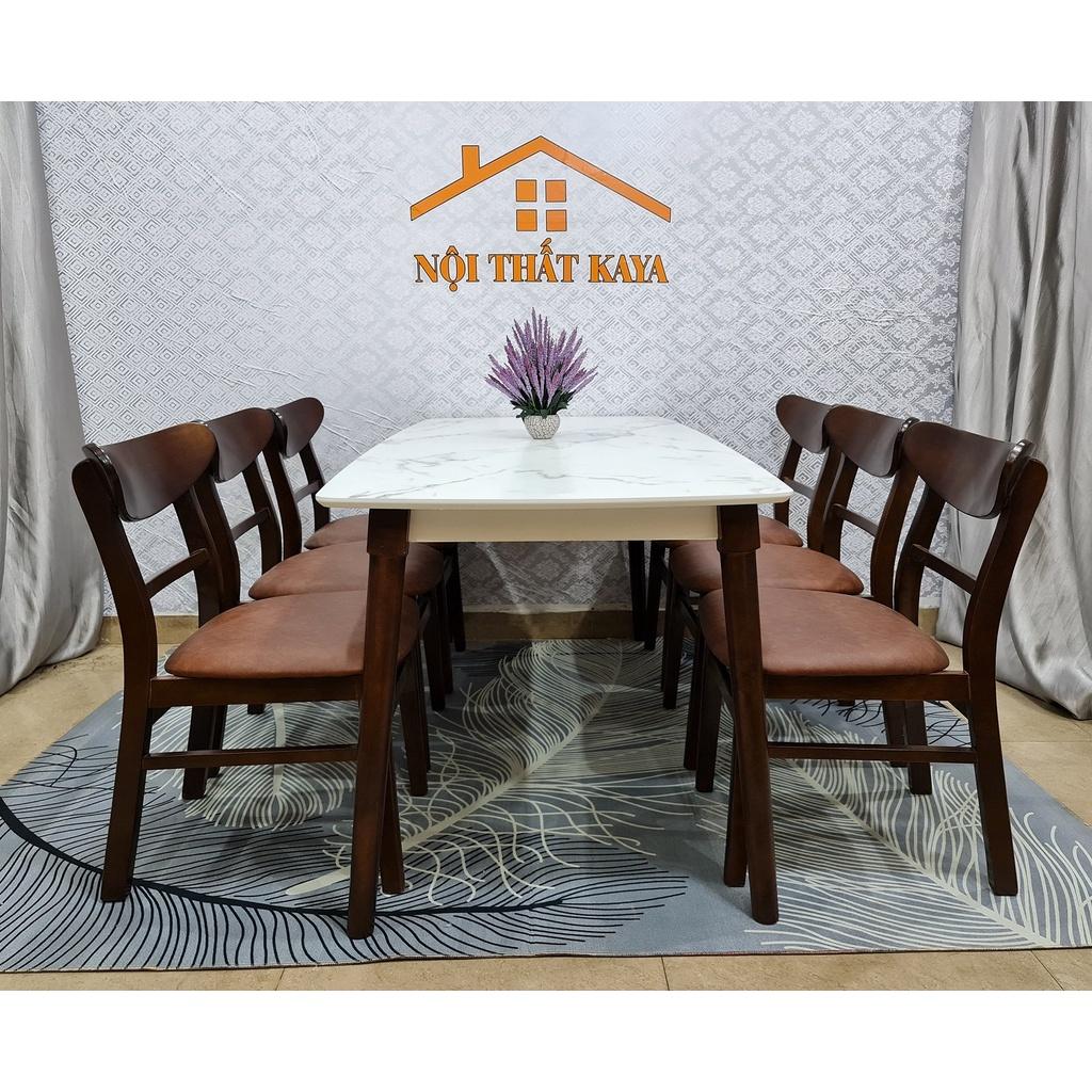 Bộ bàn ăn mặt đá 6 ghế Lunar
