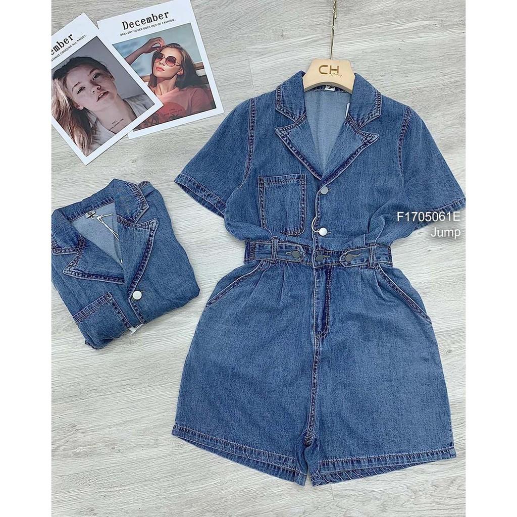 Jump short jean cổ vest có túi tay ngắn!