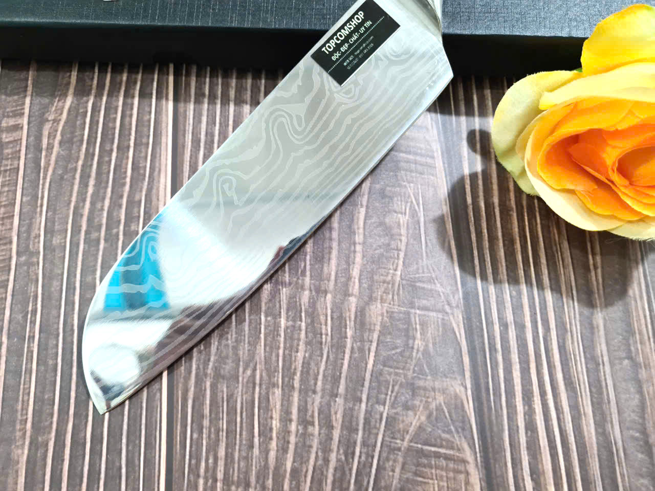 DAO - DAO BẾP NHẬT BẢN SANTOKU THÉP DAMASCUS MÃ A8 DT116 nt topcomshop vn