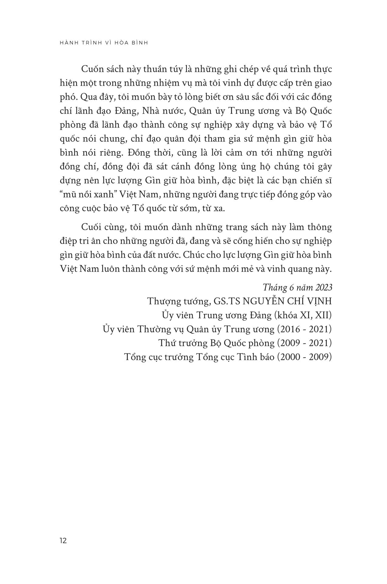 Sách - Hành Trình Vì Hòa Bình