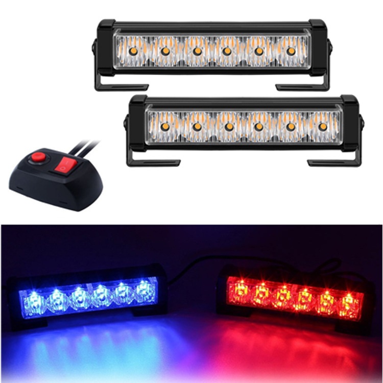 Đèn LED Police xanh đỏ 12V 24 bóng gắn mặt ca lăng xe ô tô