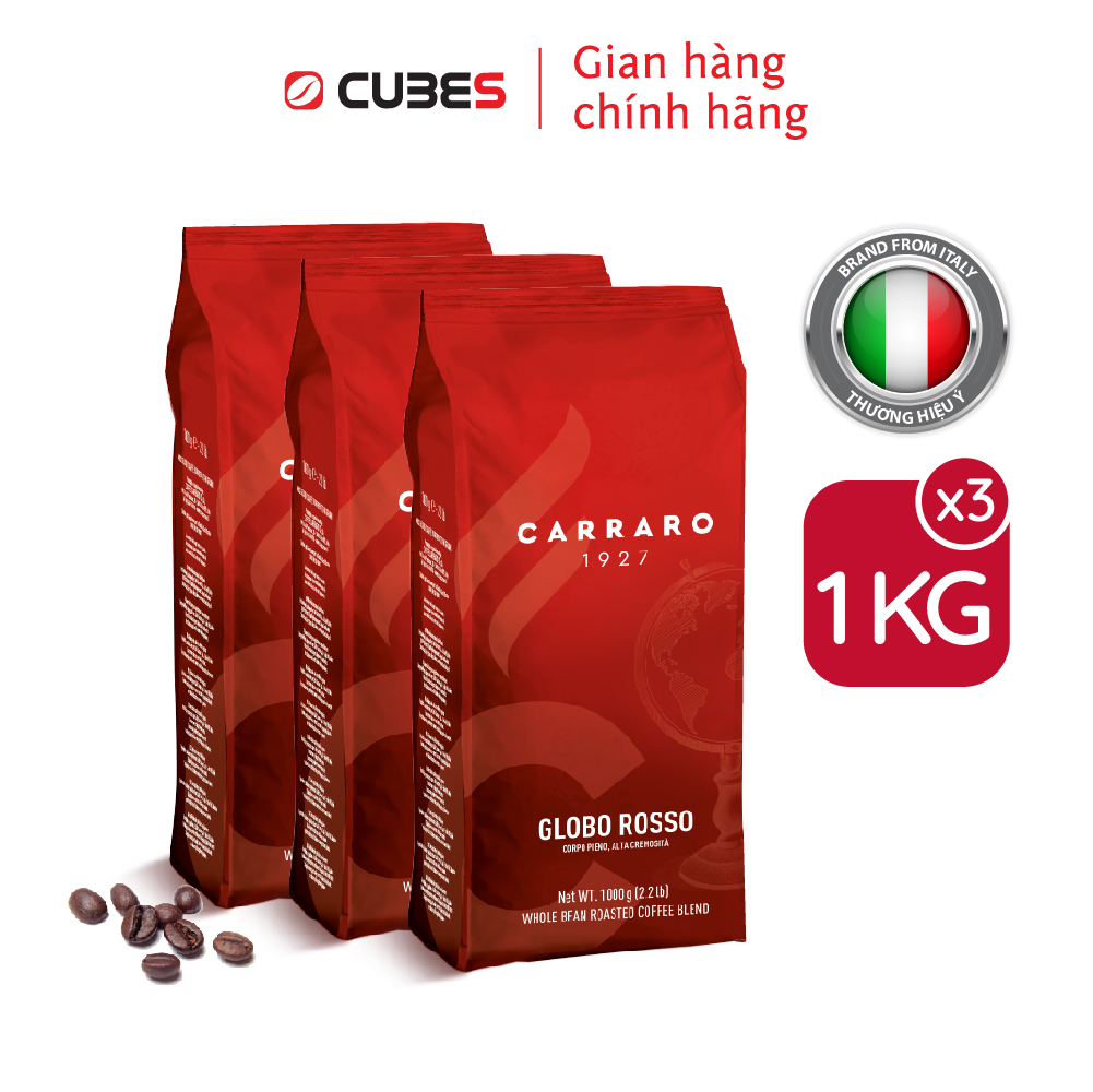 Combo Cà phê hạt Carraro Globo Rosso - Nhập khẩu chính hãng 100% từ thương hiệu Carraro, Ý